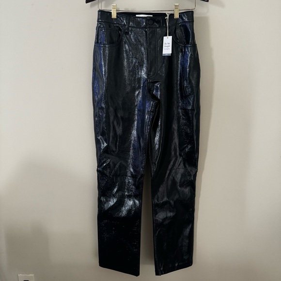Abercrombie & Fitch The 90’s Straight Ultra High Rise Vegan Leather Pants 6/28 - Picture 2 of 7